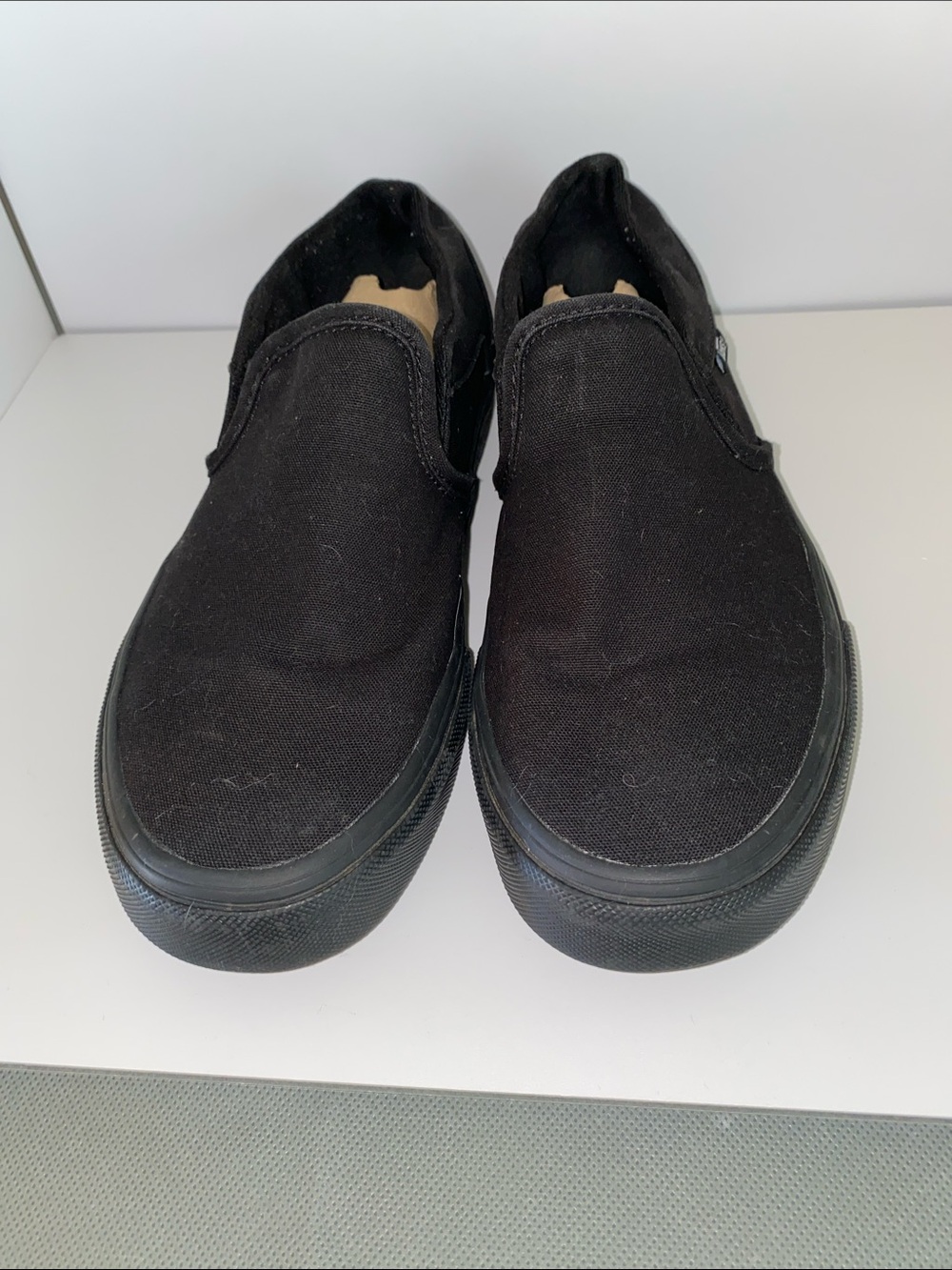 Vans Old School Classic Slip-On Canvas Skater Shoes Black on Black Womens Sz 7.5 - Picture 2 of 7